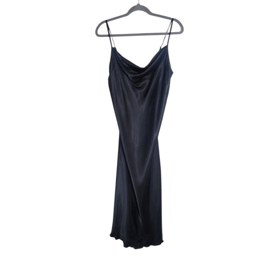 Bebe Black Satin Y2K Midi Slip Dress Size Large NWT
