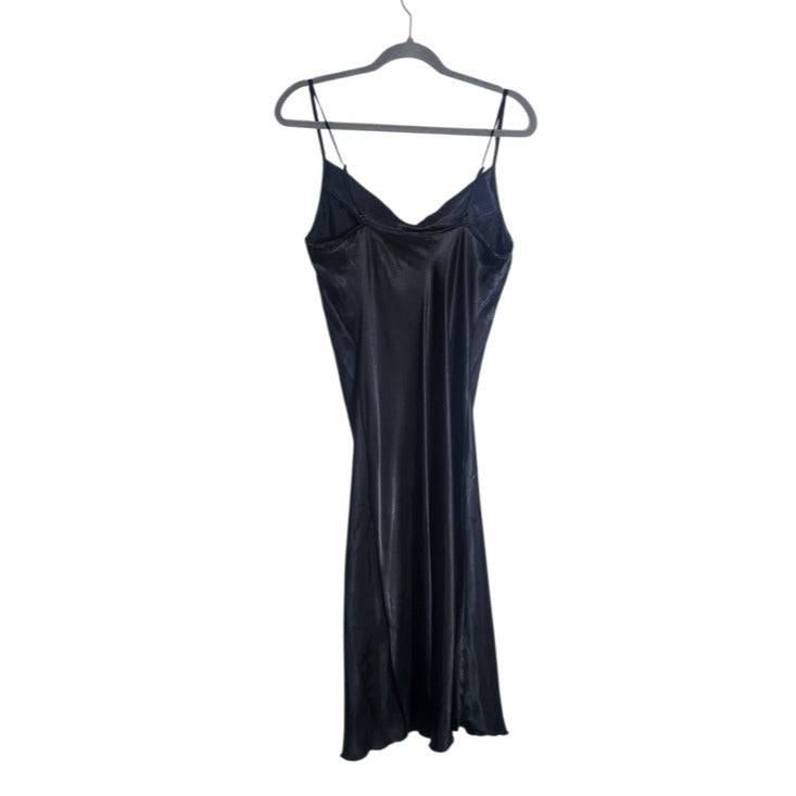 Bebe Black Satin Y2K Midi Slip Dress Size Large NWT
