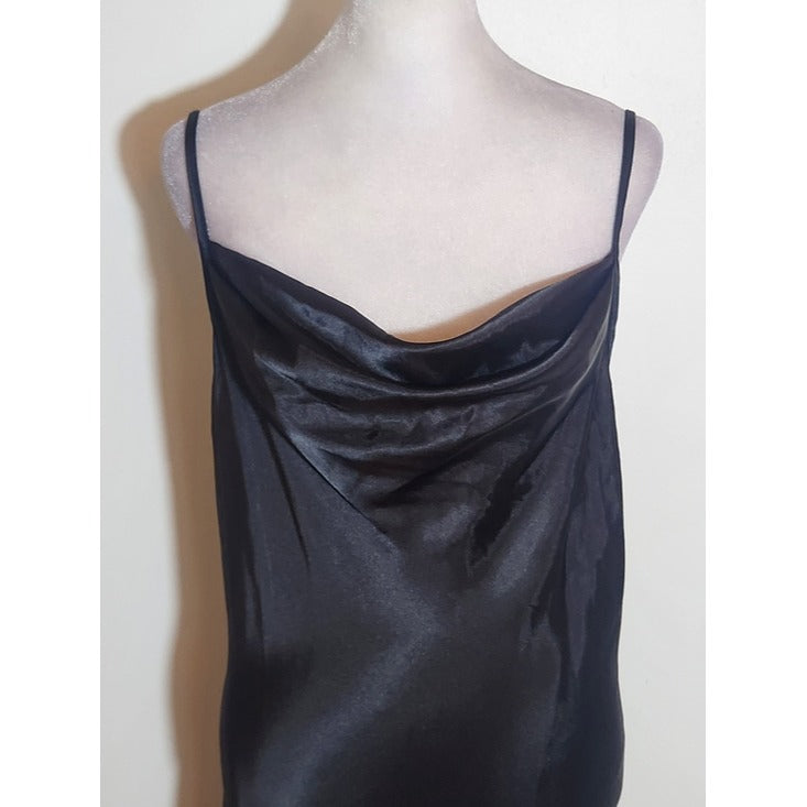 Bebe Black Satin Y2K Midi Slip Dress Size Large NWT