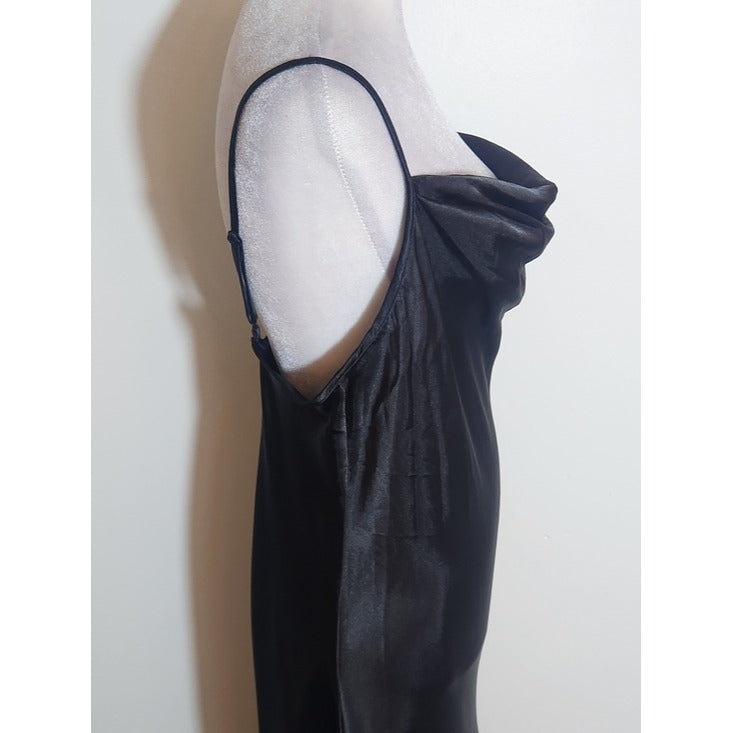 Bebe Black Satin Y2K Midi Slip Dress Size Large NWT
