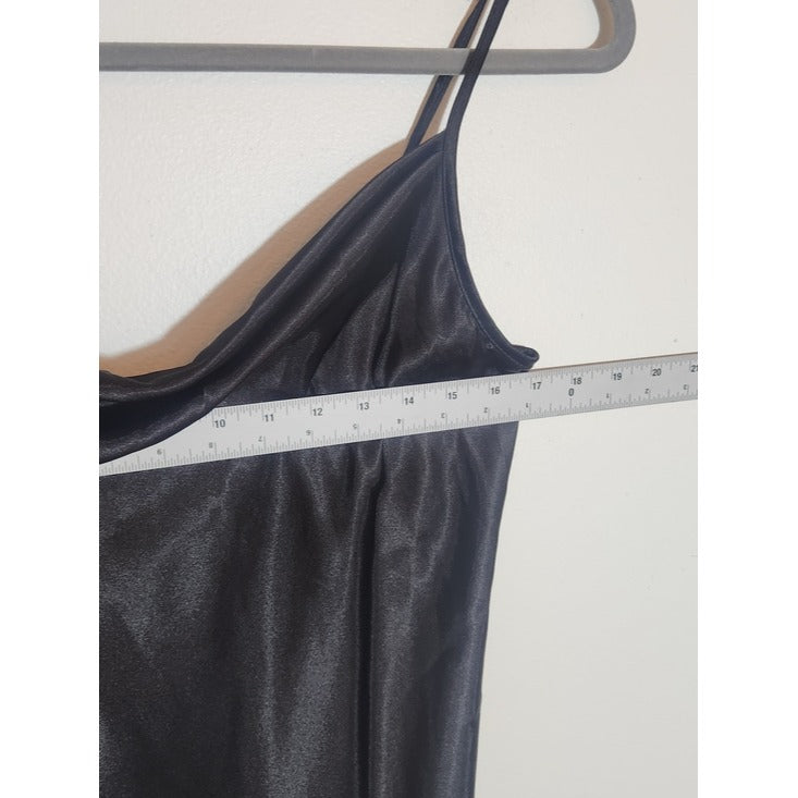 Bebe Black Satin Y2K Midi Slip Dress Size Large NWT