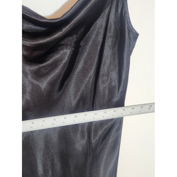 Bebe Black Satin Y2K Midi Slip Dress Size Large NWT