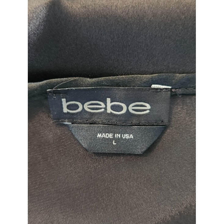 Bebe Black Satin Y2K Midi Slip Dress Size Large NWT