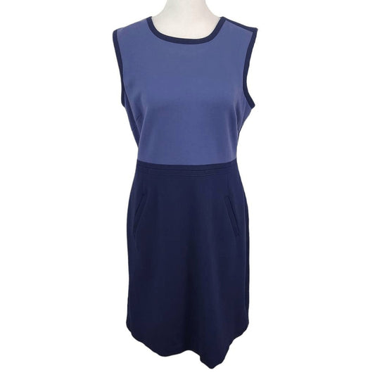 Lands' End Blue Sheath Dress Size 10 Petite Classic Sleeveless Blue Dress