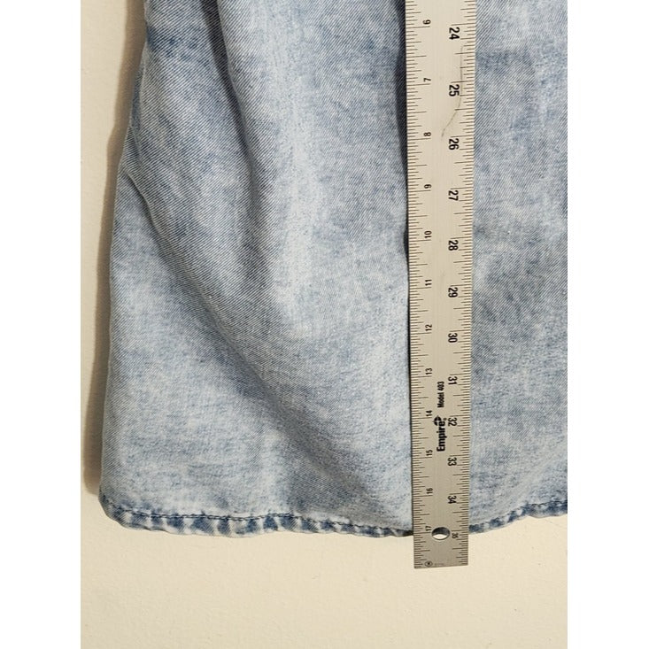 Light Wash Lightweight Denim Button-Up Shirt Dress Size Large Coastal Cowgirl