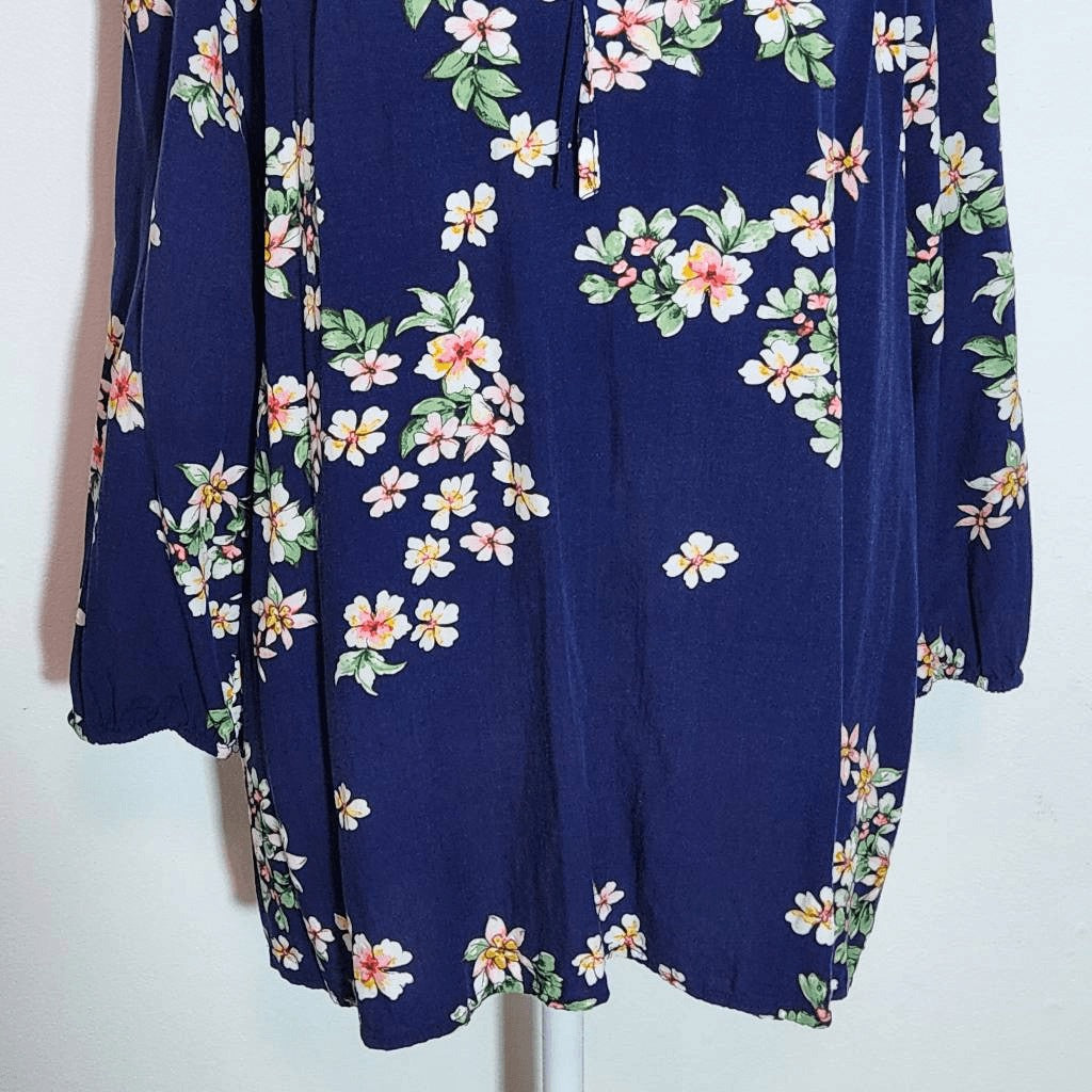St. John's Bay Navy Floral Blouse Size XL Navy Floral Peasant Blouse