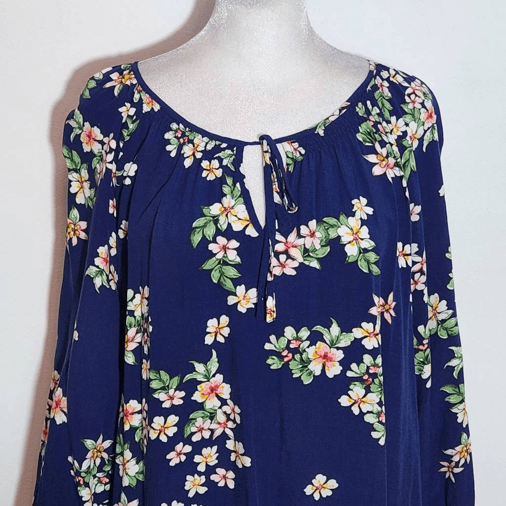 St. John's Bay Navy Floral Blouse Size XL Navy Floral Peasant Blouse