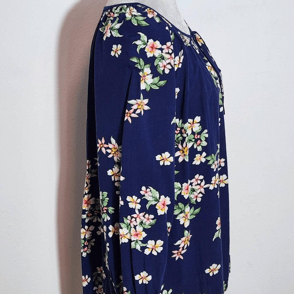 St. John's Bay Navy Floral Blouse Size XL Navy Floral Peasant Blouse