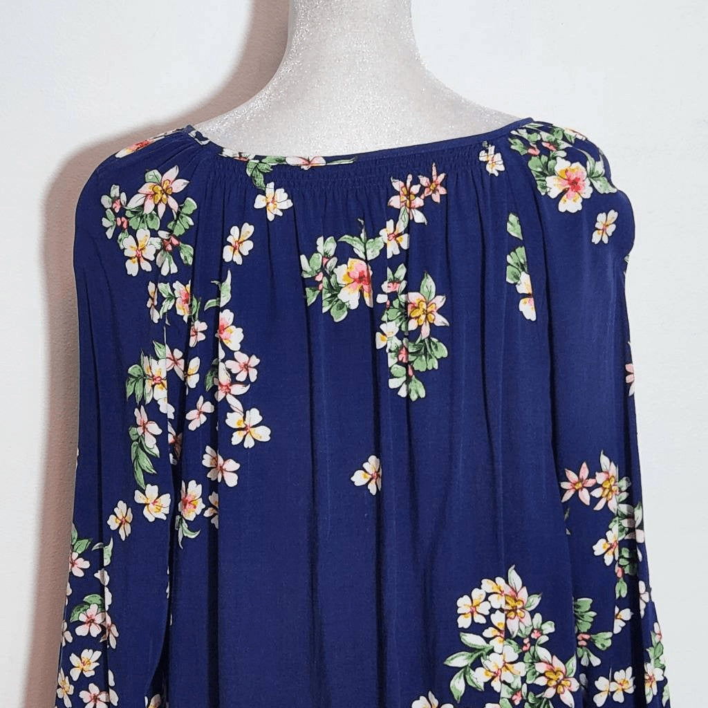St. John's Bay Navy Floral Blouse Size XL Navy Floral Peasant Blouse