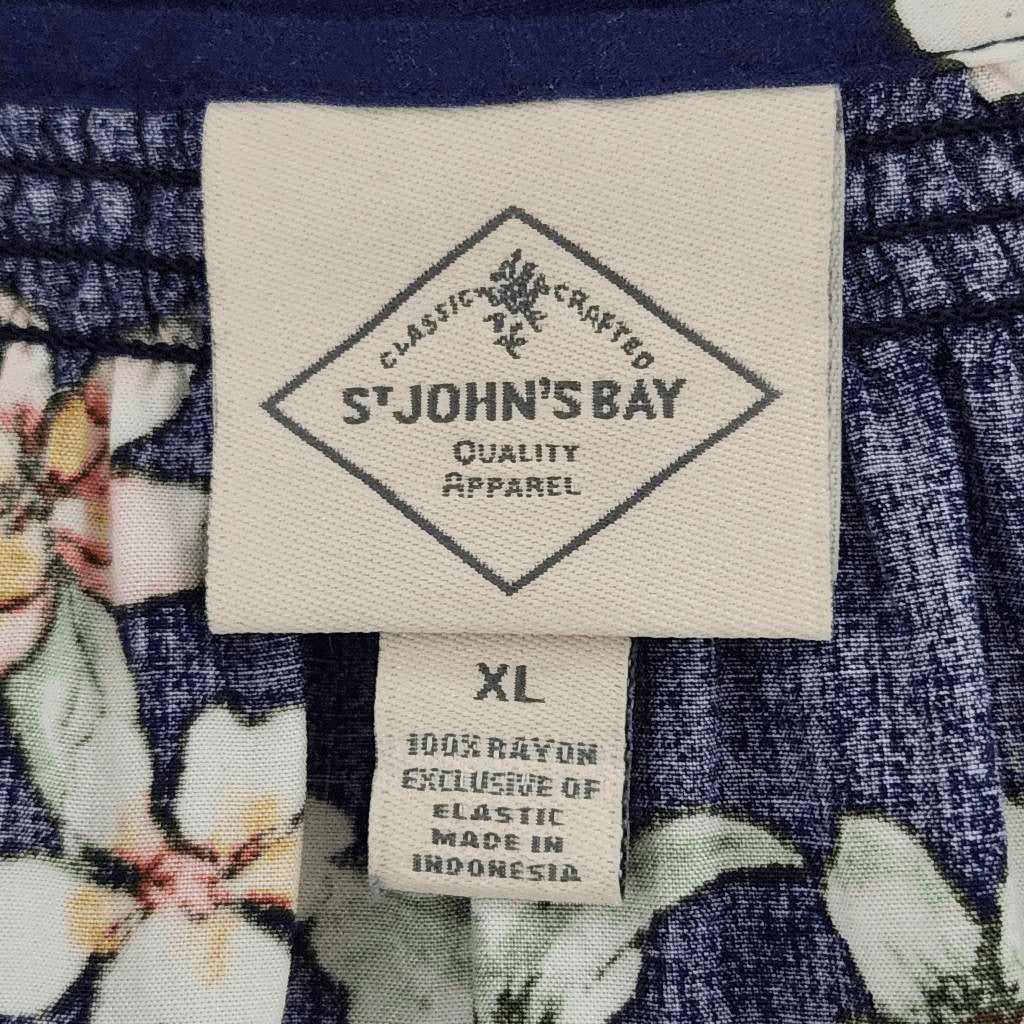 St. John's Bay Navy Floral Blouse Size XL Navy Floral Peasant Blouse