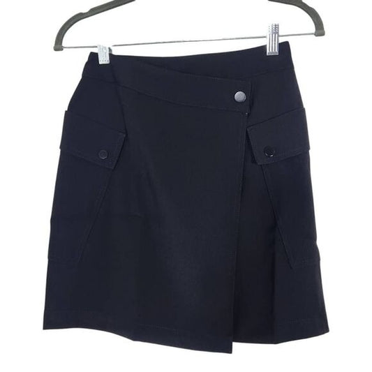 Bishop + Young Black Cargo Mini Wrap Skirt Size XS Mini Black Military Skirt, New