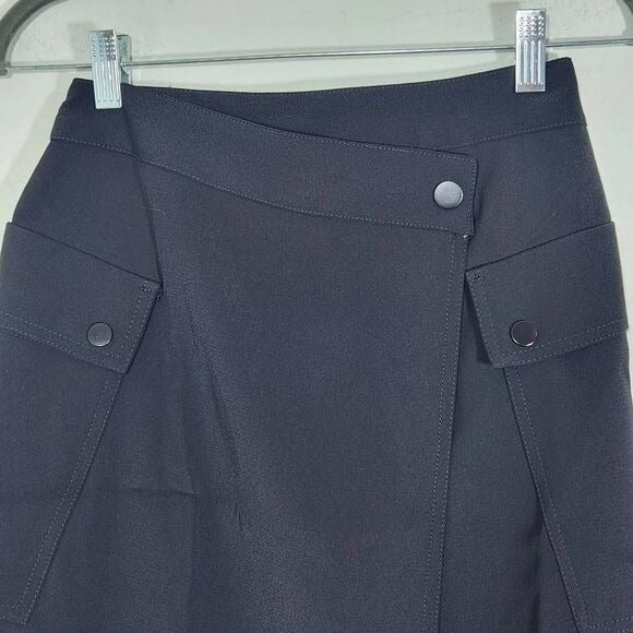 Bishop + Young Black Cargo Mini Wrap Skirt Size XS Mini Black Military Skirt, New
