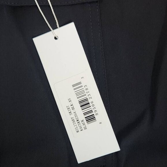 Bishop + Young Black Cargo Mini Wrap Skirt Size XS Mini Black Military Skirt, New