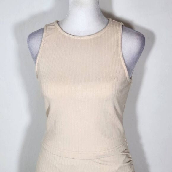 Pretty Garden Chic Cream Ribbed Knit Matching Set Size Small, New