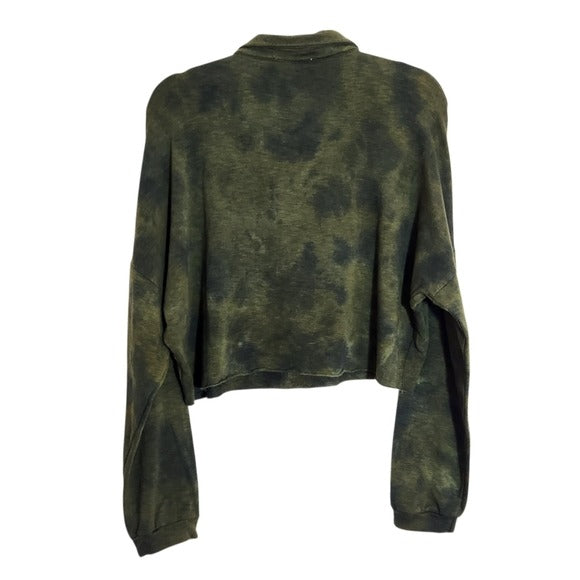 Olivaceous Olive Green Dyed Cropped Polo Sweatshirt Size Medium NWT