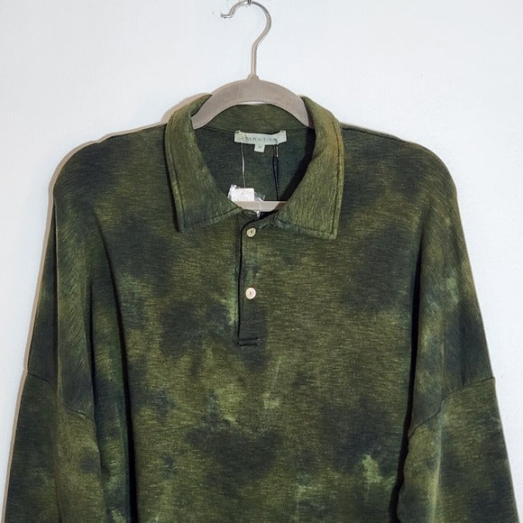 Olivaceous Olive Green Dyed Cropped Polo Sweatshirt Size Medium NWT
