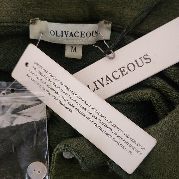 Olivaceous Olive Green Dyed Cropped Polo Sweatshirt Size Medium NWT