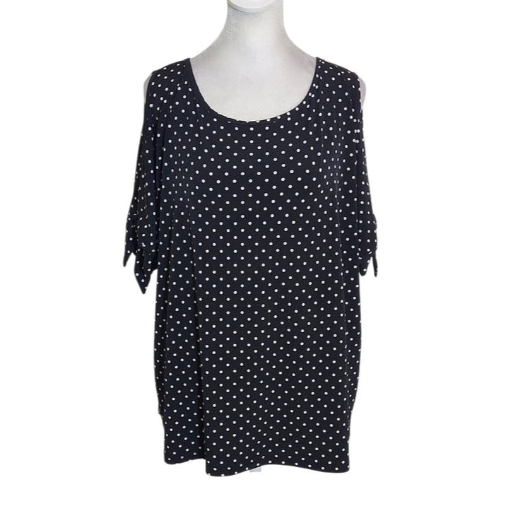 DKNY Black and White Polka Dot Blouse Size XL