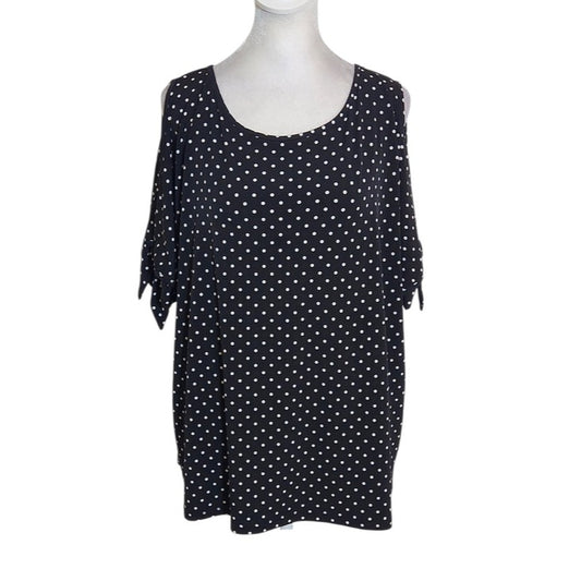 DKNY Black and White Polka Dot Blouse Size XL