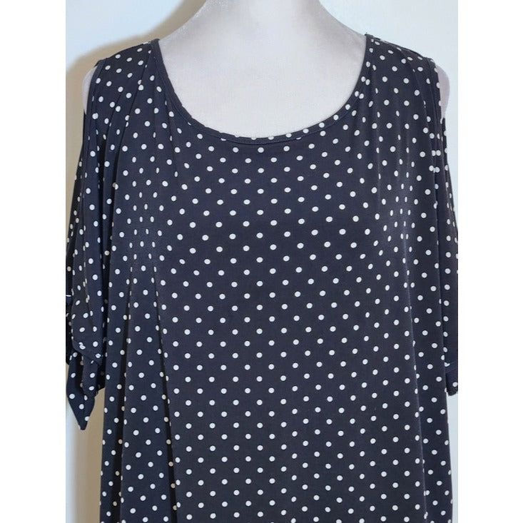 DKNY Black and White Polka Dot Blouse Size XL