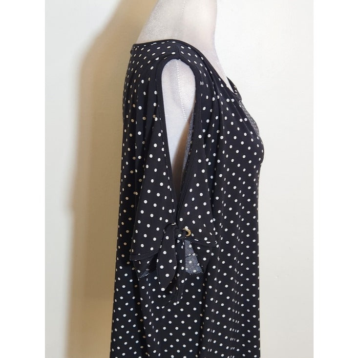 DKNY Black and White Polka Dot Blouse Size XL