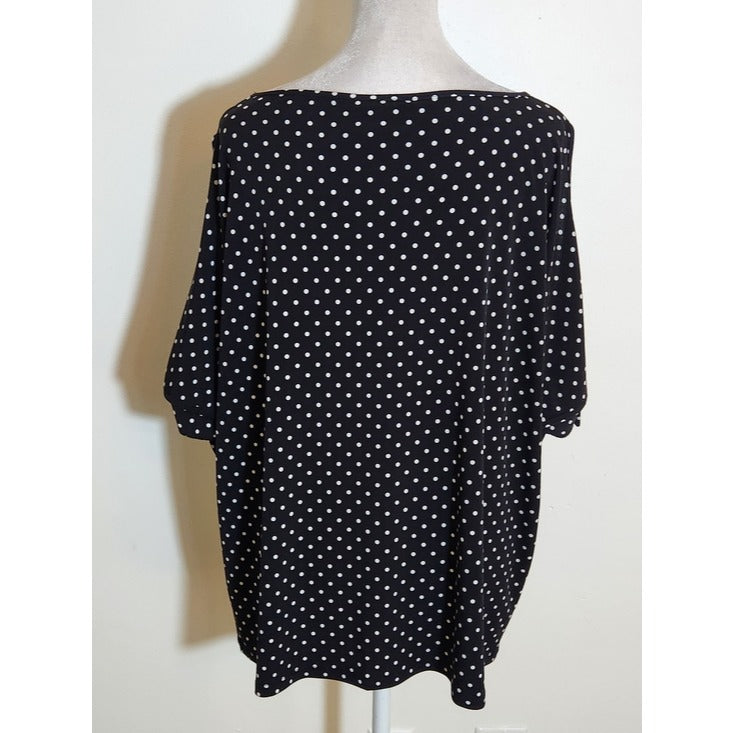 DKNY Black and White Polka Dot Blouse Size XL