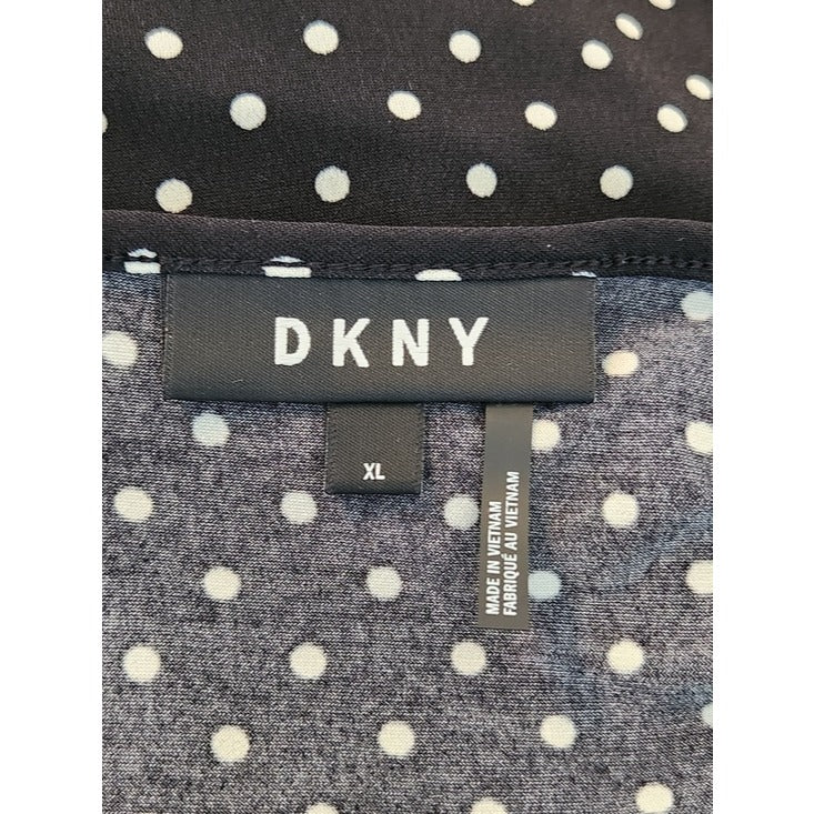DKNY Black and White Polka Dot Blouse Size XL