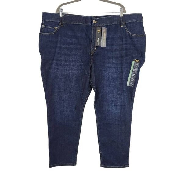 Lee Mid-Rise Dark Wash Capri Jeans Size 28W Petite, New