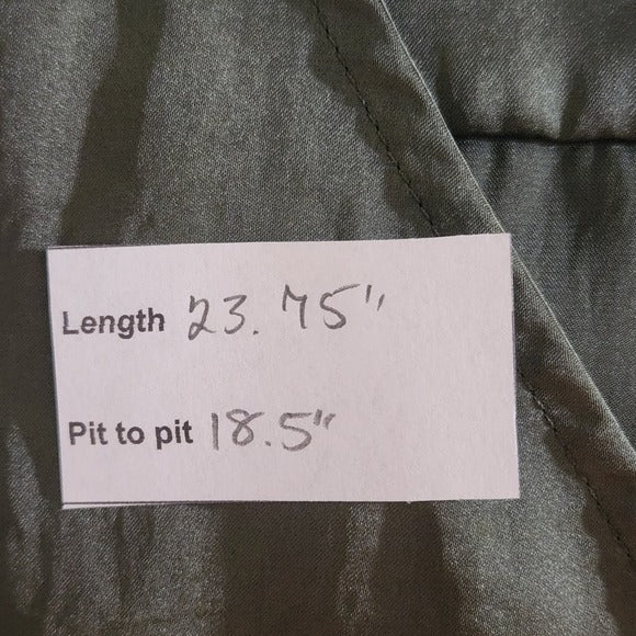 1 State Olive Green Satin Top with Smocking Size Small Green Blouse