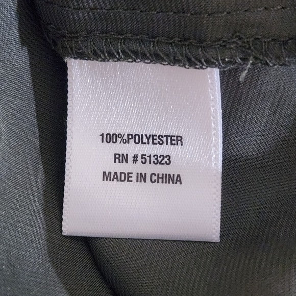 1 State Olive Green Satin Top with Smocking Size Small Green Blouse