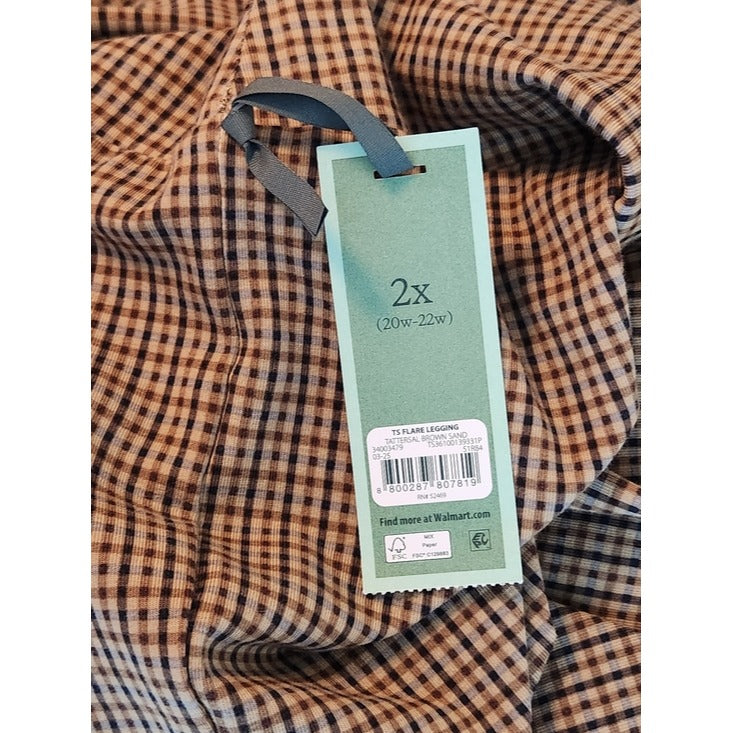 Terra & Sky Brown Houndstooth Stretch Pants Size 2X 20-22 NWT
