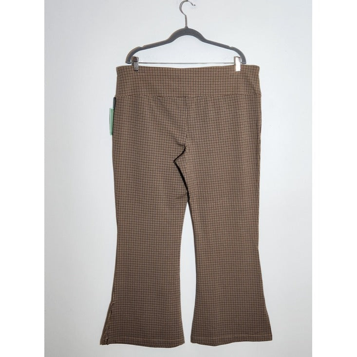 Terra & Sky Brown Houndstooth Stretch Pants Size 2X 20-22 NWT