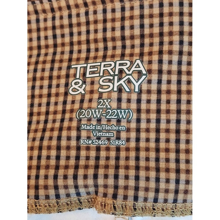 Terra & Sky Brown Houndstooth Stretch Pants Size 2X 20-22 NWT