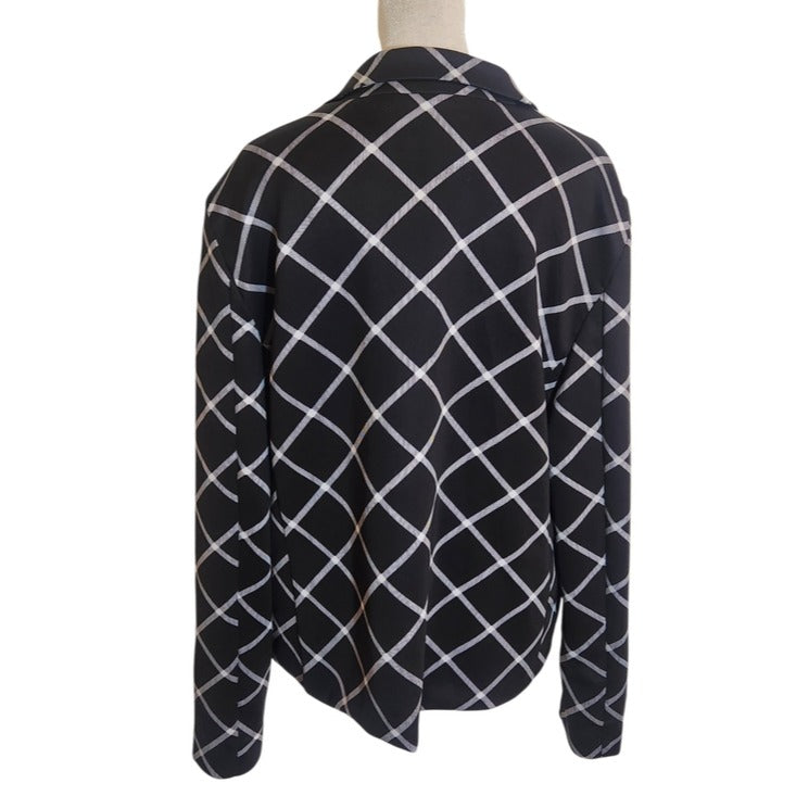 Cato Black and White Grid Plaid Lined Blazer Size XL
