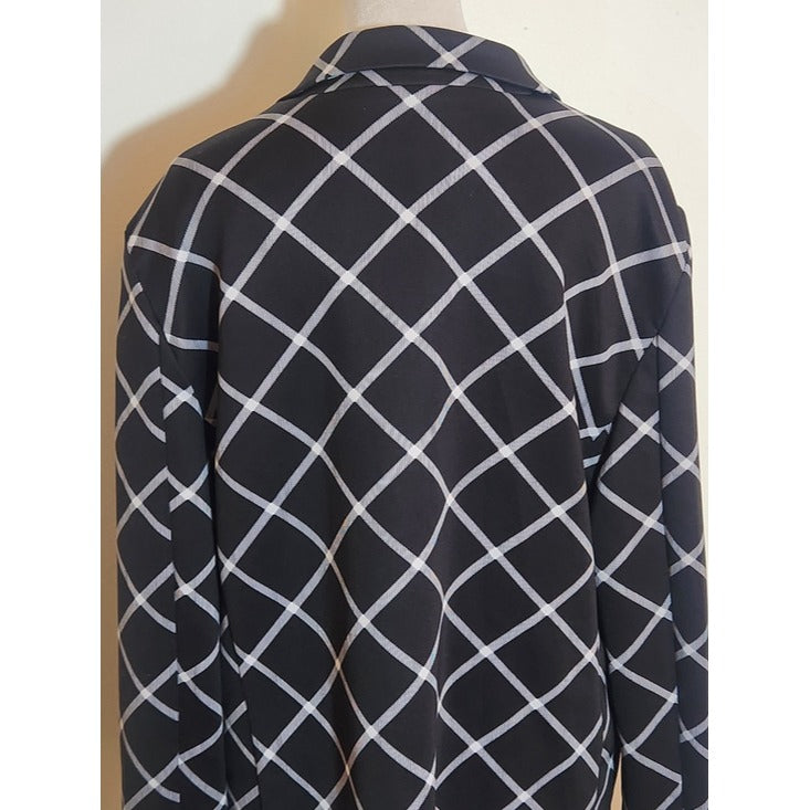 Cato Black and White Grid Plaid Lined Blazer Size XL