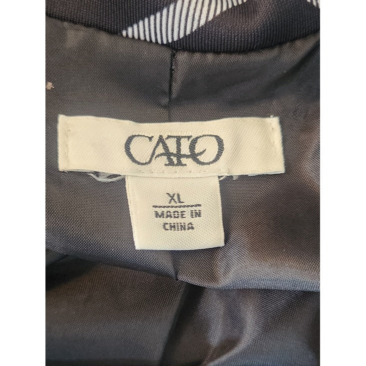 Cato Black and White Grid Plaid Lined Blazer Size XL
