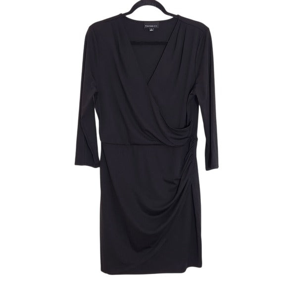 Fortune + Ivy Black Dolman Sleeve Dress Size Large Wrap Look