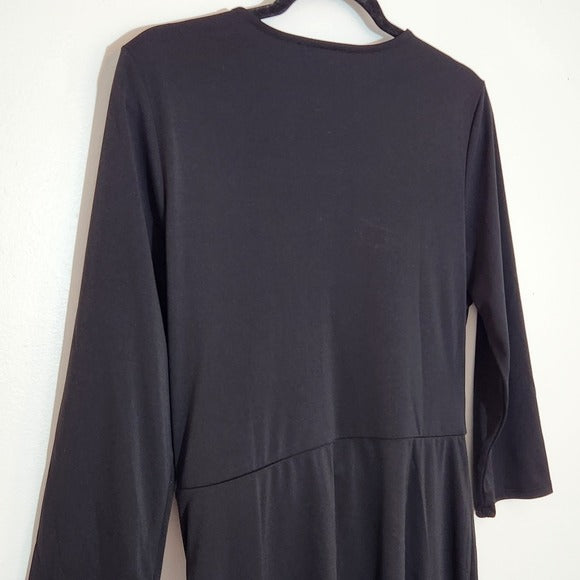 Fortune + Ivy Black Dolman Sleeve Dress Size Large Wrap Look