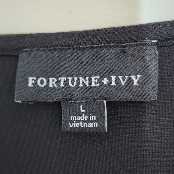 Fortune + Ivy Black Dolman Sleeve Dress Size Large Wrap Look