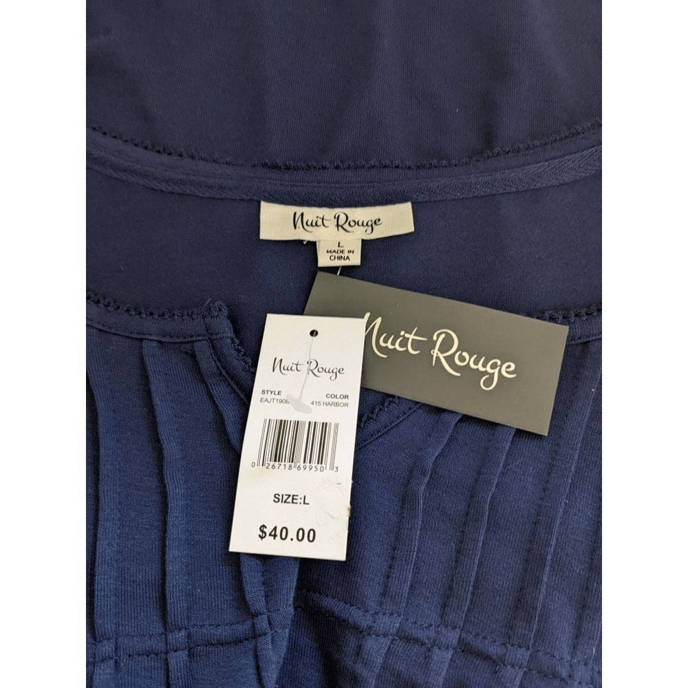 Nuit Rouge Navy Tee NWT Size Large Navy Long Sleeve Top