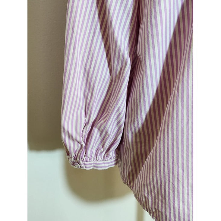 LC Lauren Conrad Preppy Purple Stripe Button Up Blouse Size Medium