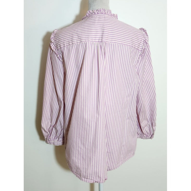 LC Lauren Conrad Preppy Purple Stripe Button Up Blouse Size Medium