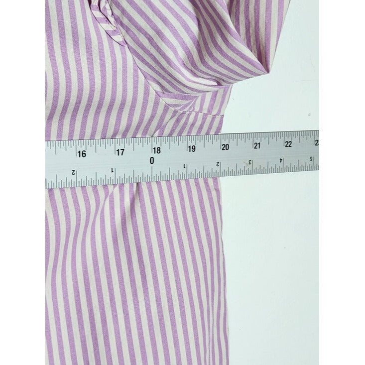 LC Lauren Conrad Preppy Purple Stripe Button Up Blouse Size Medium