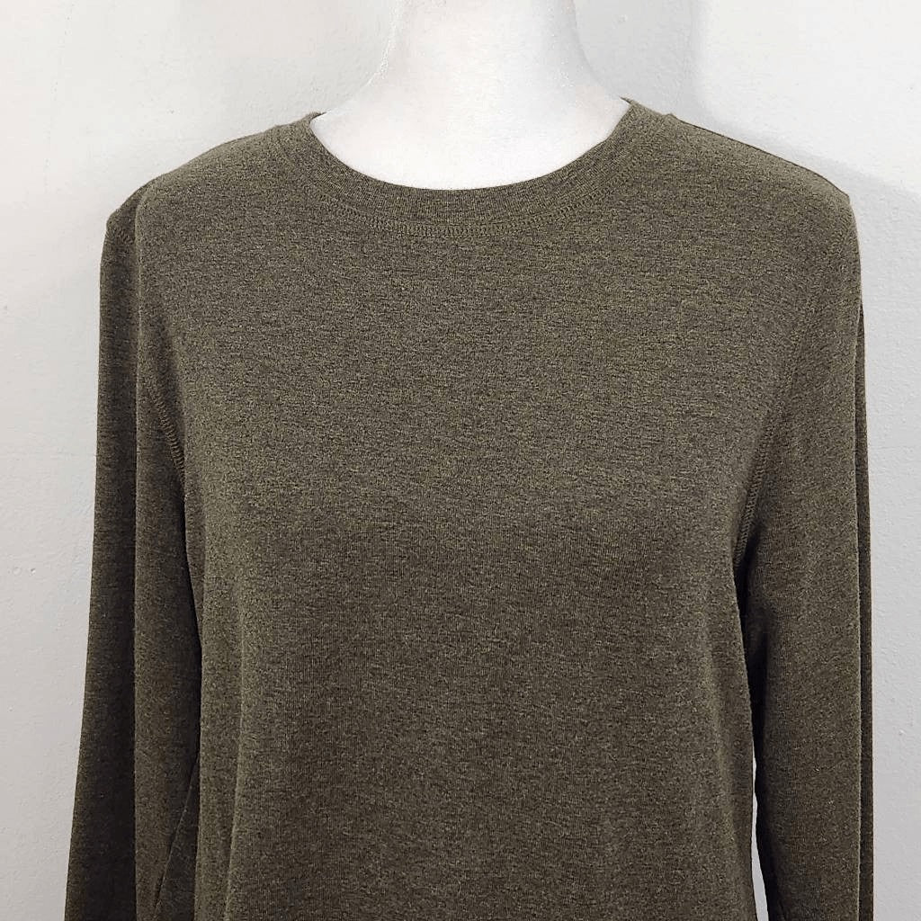 Isaac Mizrahi Dark Green Long Sleeve Tunic Size Small Brown Green Top