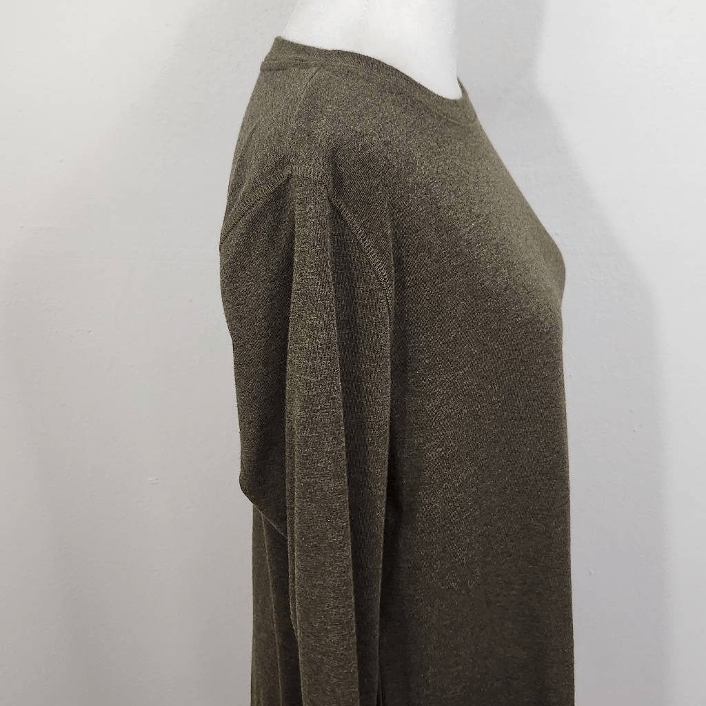 Isaac Mizrahi Dark Green Long Sleeve Tunic Size Small Brown Green Top