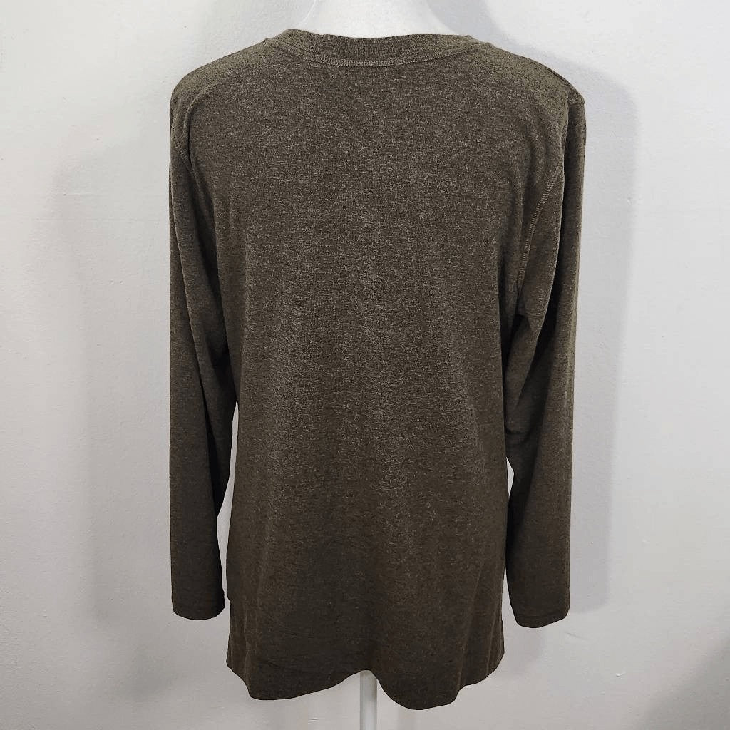 Isaac Mizrahi Dark Green Long Sleeve Tunic Size Small Brown Green Top