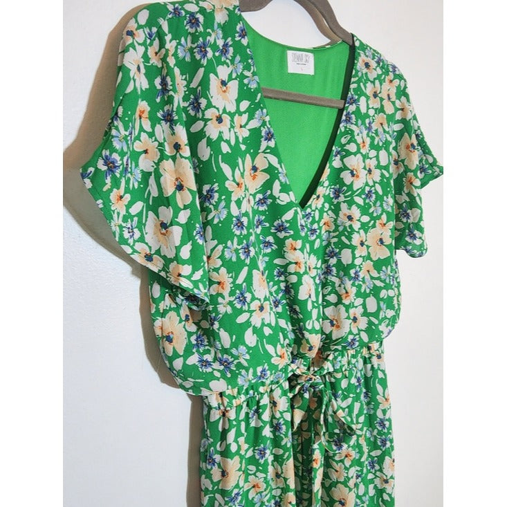 Sienna Sky Green Floral Print Midi Dress Size Large Wedding Guest Dress
