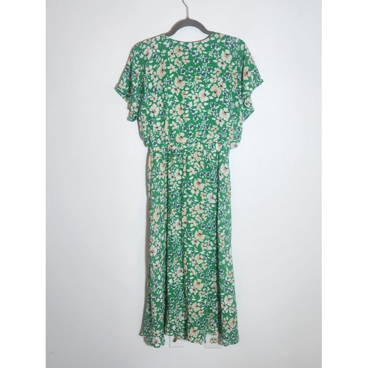 Sienna Sky Green Floral Print Midi Dress Size Large Wedding Guest Dress