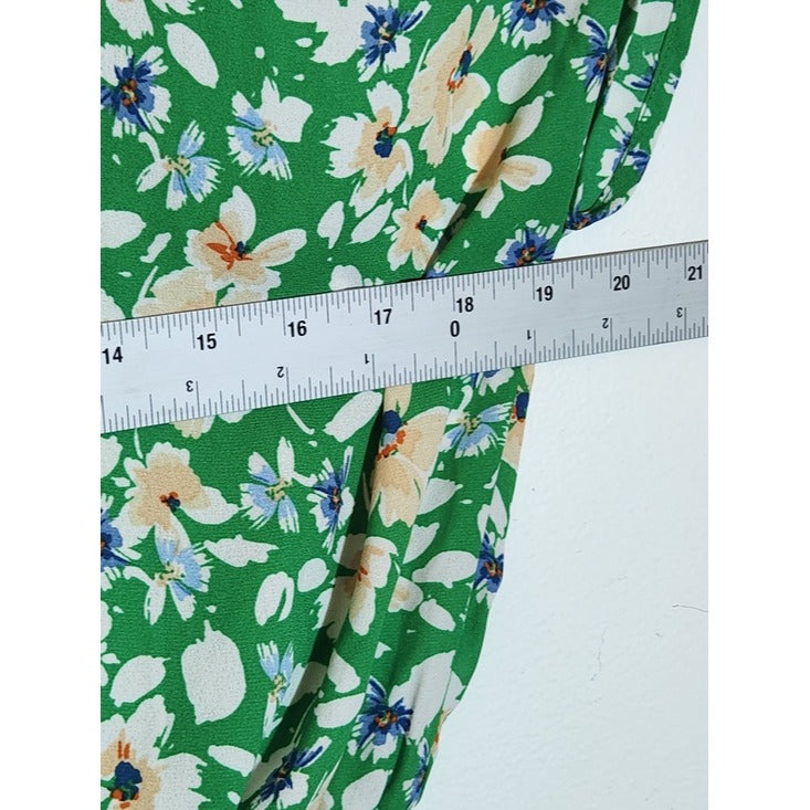 Sienna Sky Green Floral Print Midi Dress Size Large Wedding Guest Dress