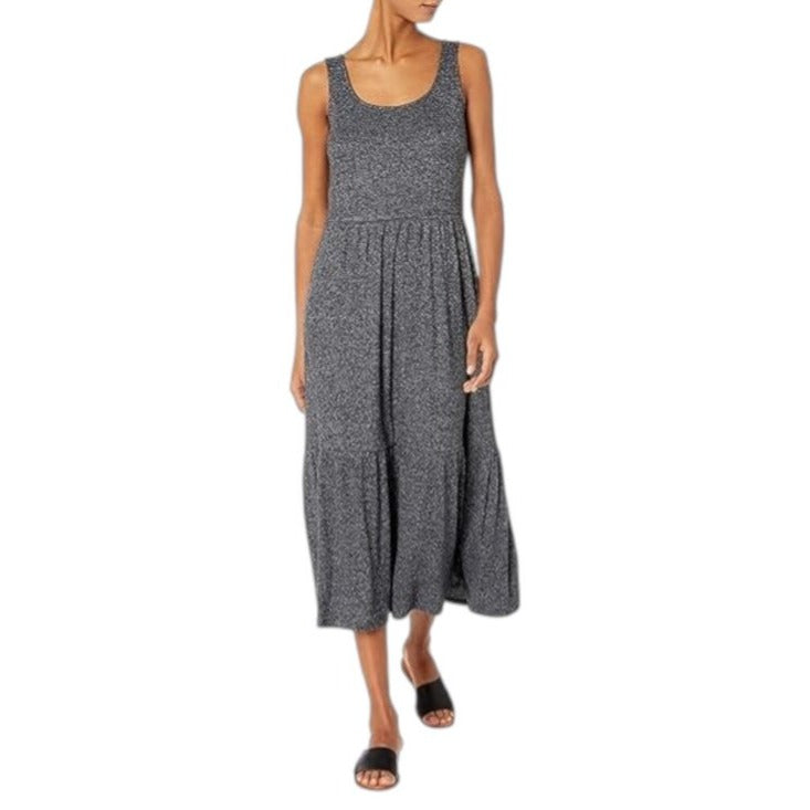 Daily Ritual Charcoal Gray Ribbed Knit Midi Dress Size Medium